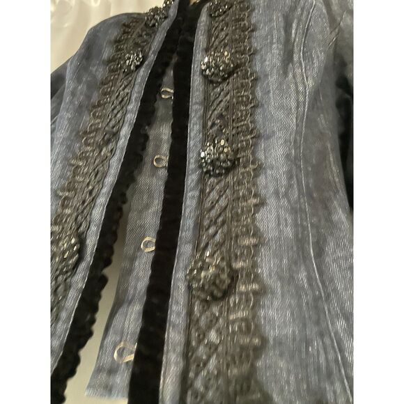 INC  denim with black  embroidery jacket size L - Picture 7 of 10